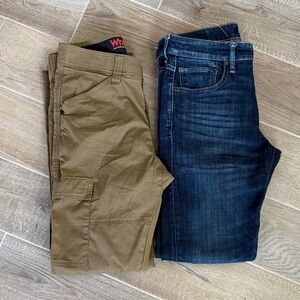 Wrangler Brown Cargo Pants and Dark Blue Jeans